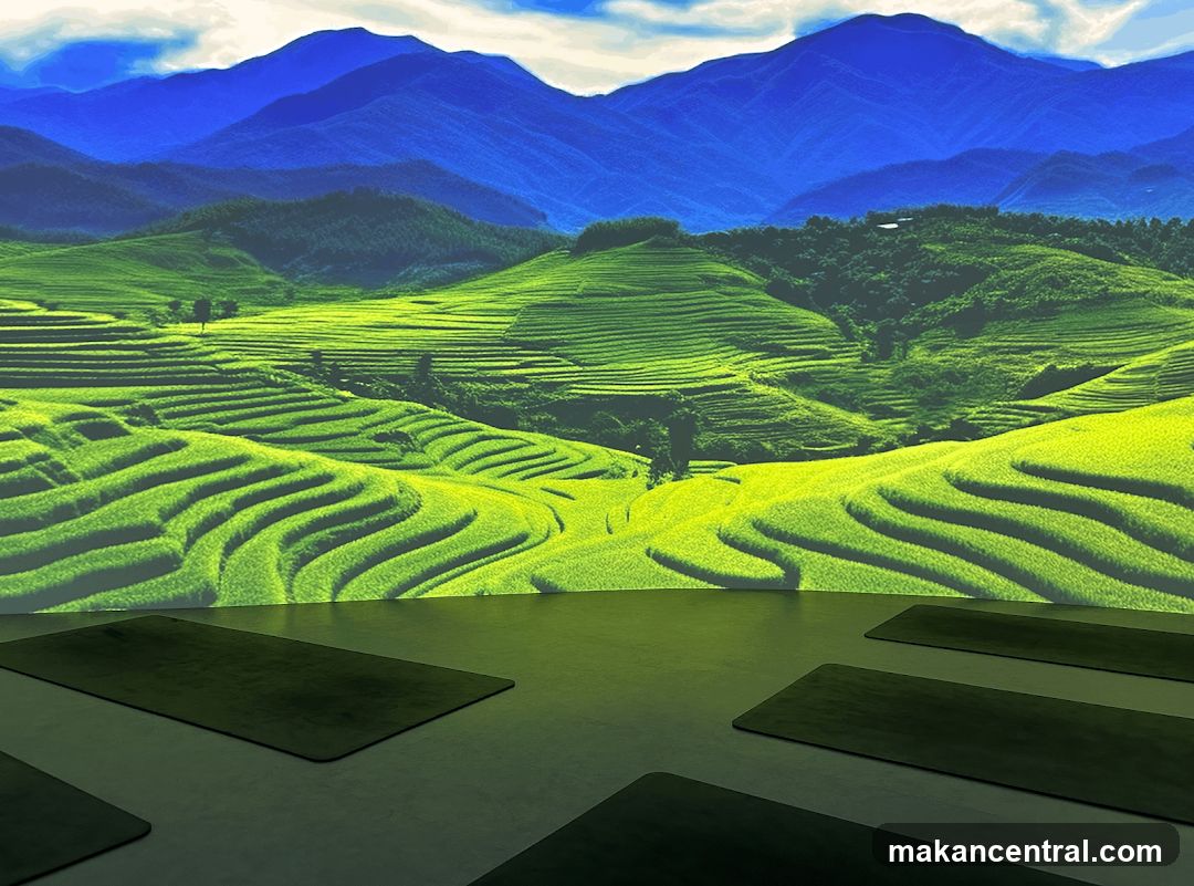 Yoga Mats with Projected Landscape