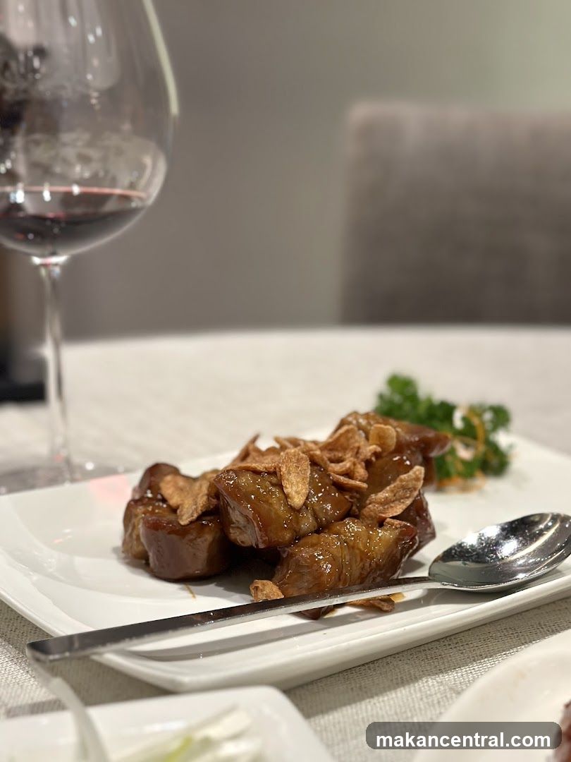 Braised Eggplant with Crispy Garlic