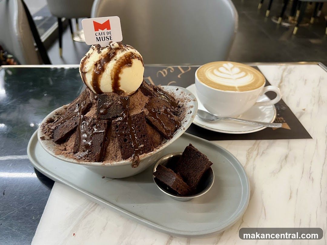 Chocolate Bingsu and Latte