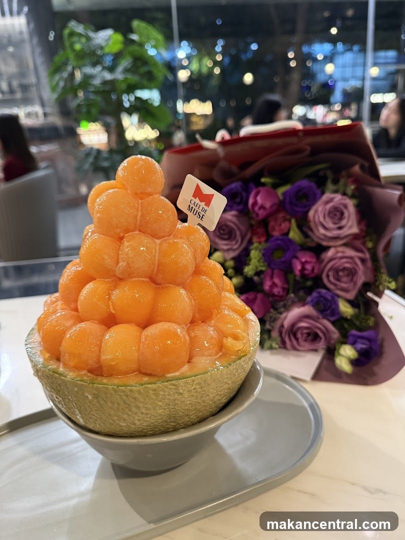 Melon Bingsu with Flowers
