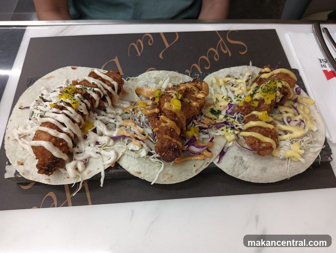 Three Fried Chicken Tacos
