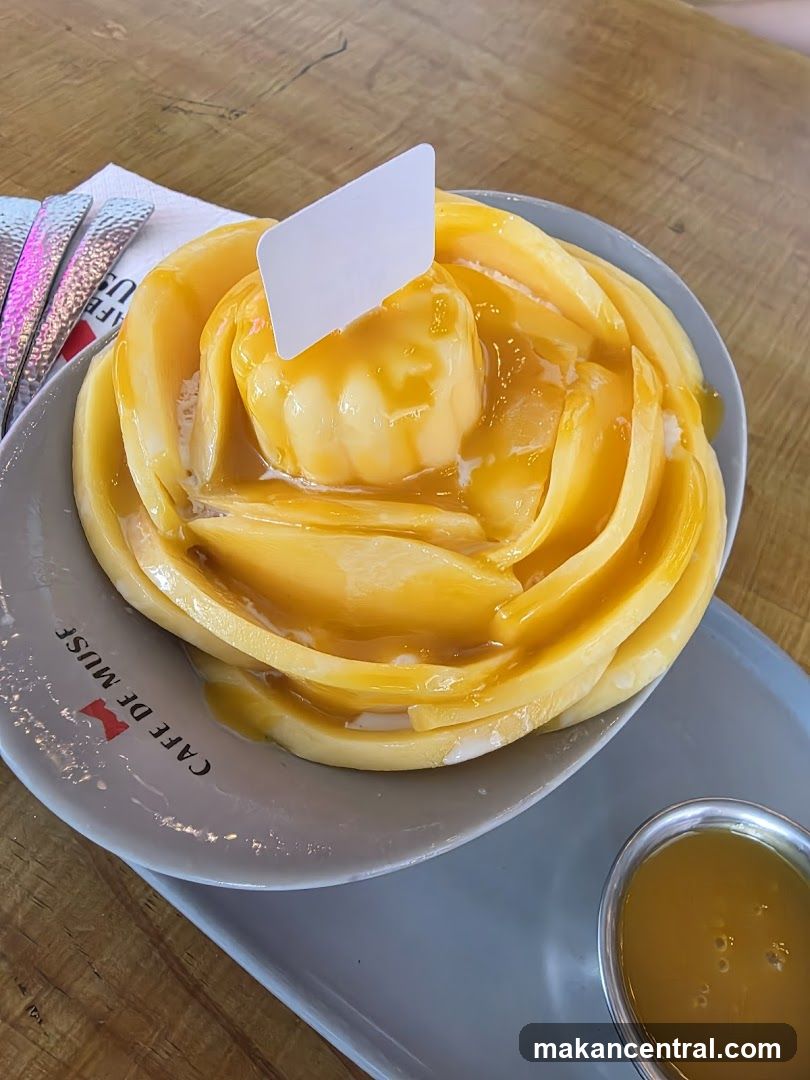 Mango shaved ice dessert
