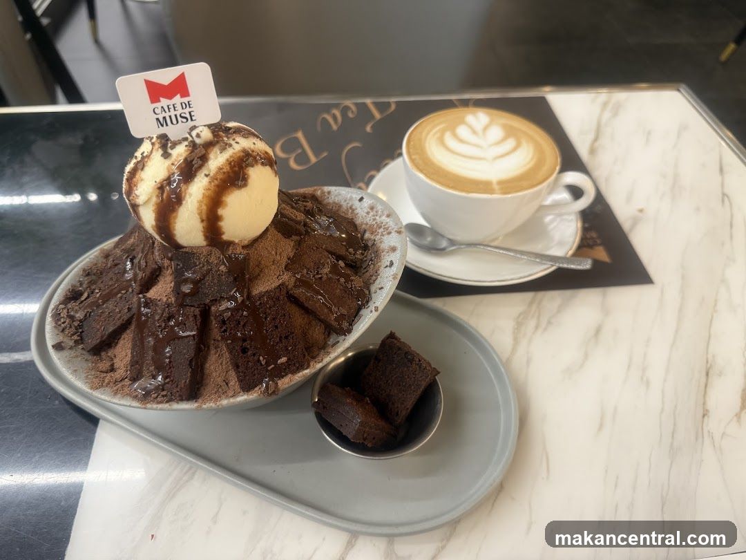 Chocolate Bingsu and Latte