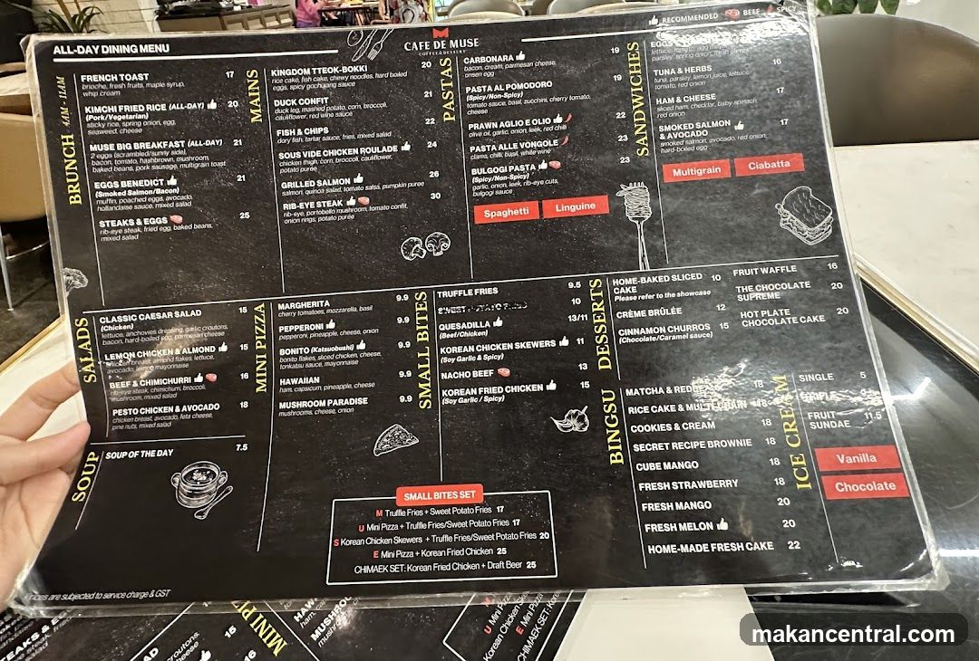 Cafe de Muse All-Day Dining Menu