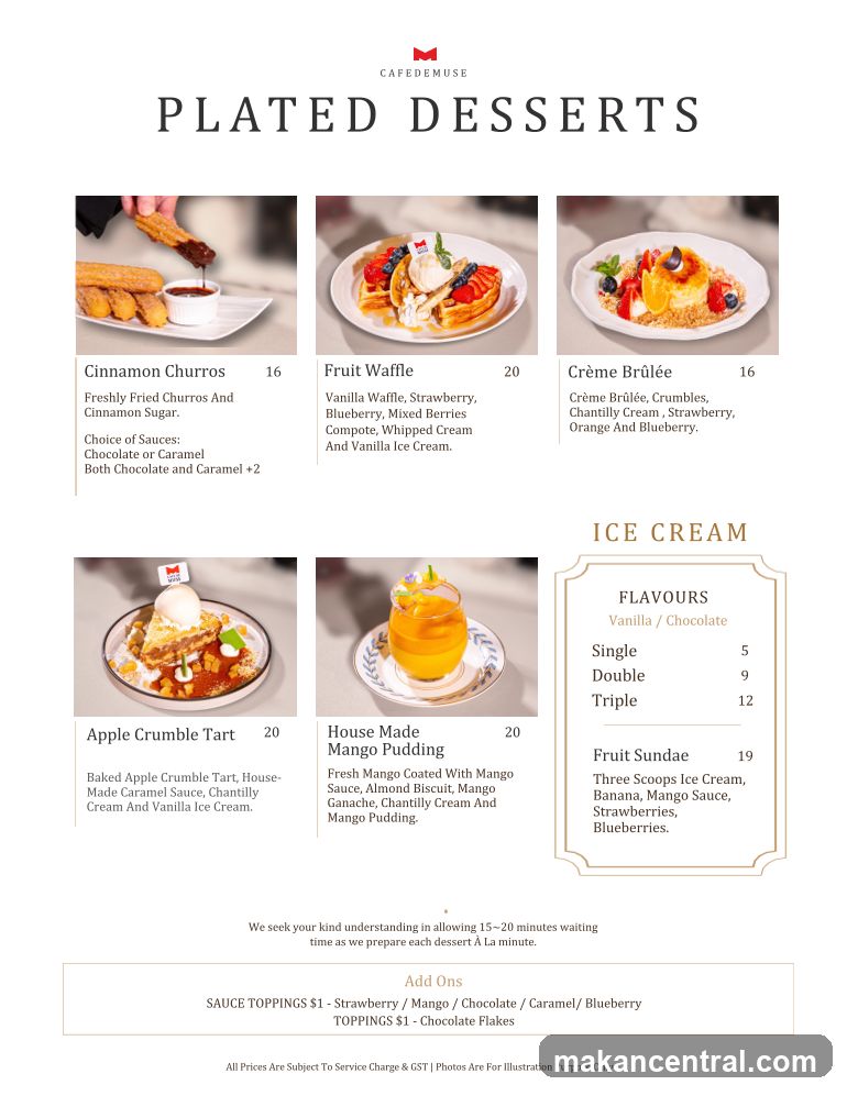 Plated Desserts & Ice Cream Menu