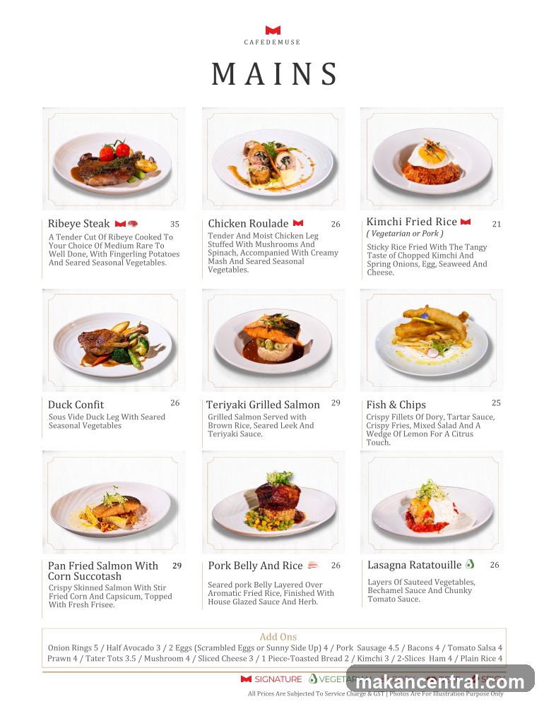 Café de Muse Mains Menu
