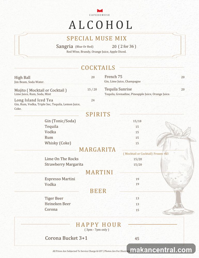 Café Muse Alcohol Menu