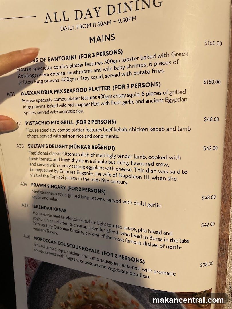 All Day Dining Menu