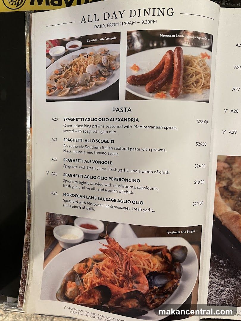 All Day Dining Menu - Pasta Section