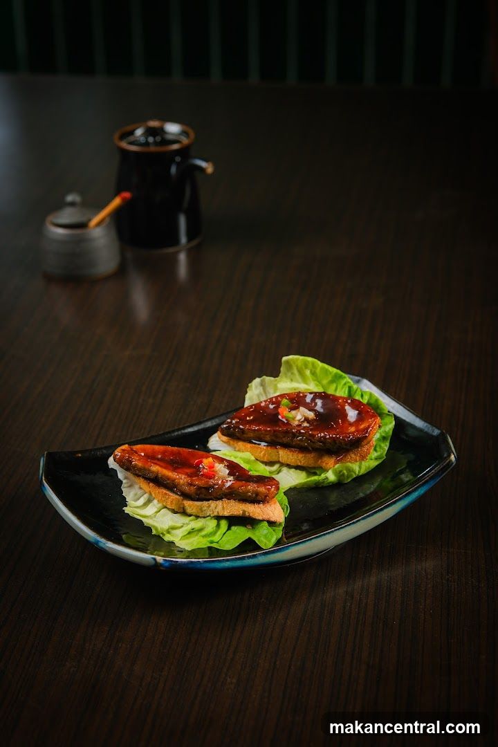 Food Presentation on Dark Wooden Table
