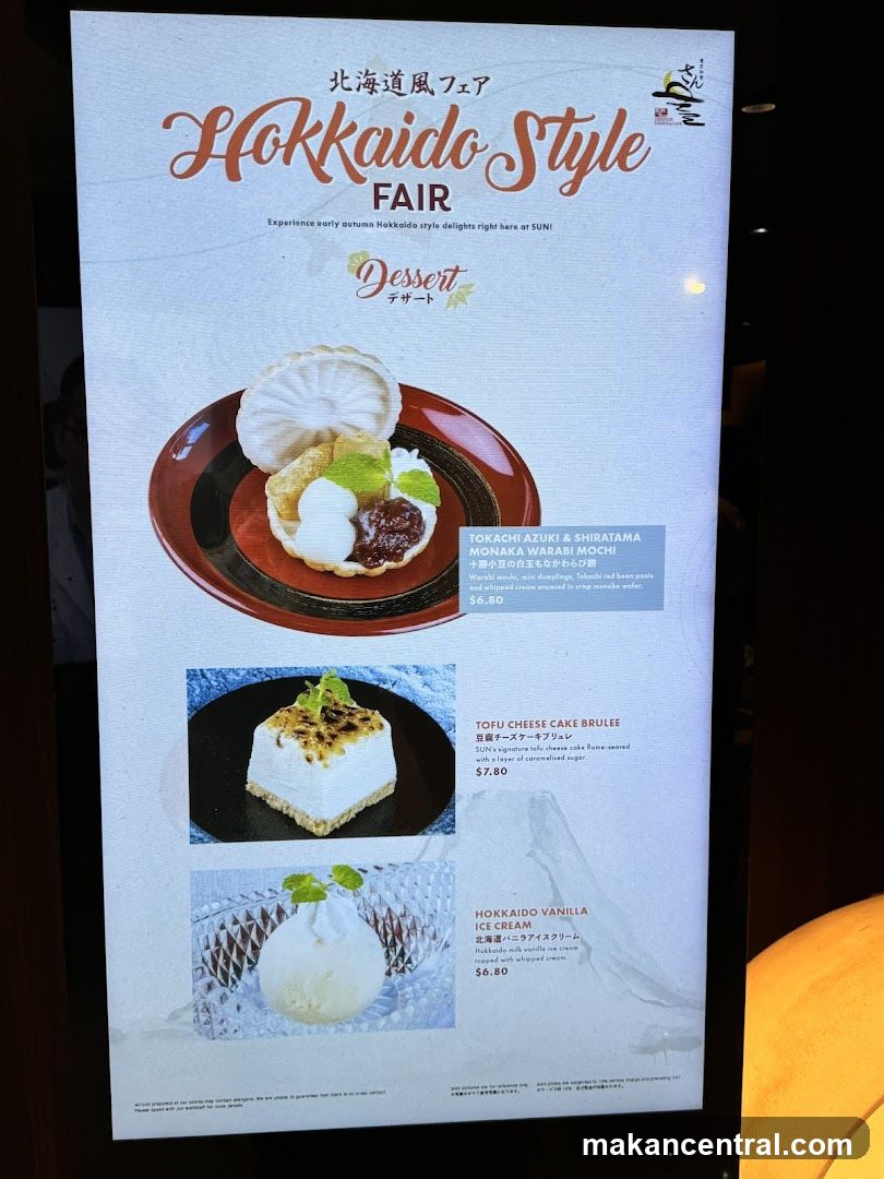 Hokkaido Style Fair Dessert Menu