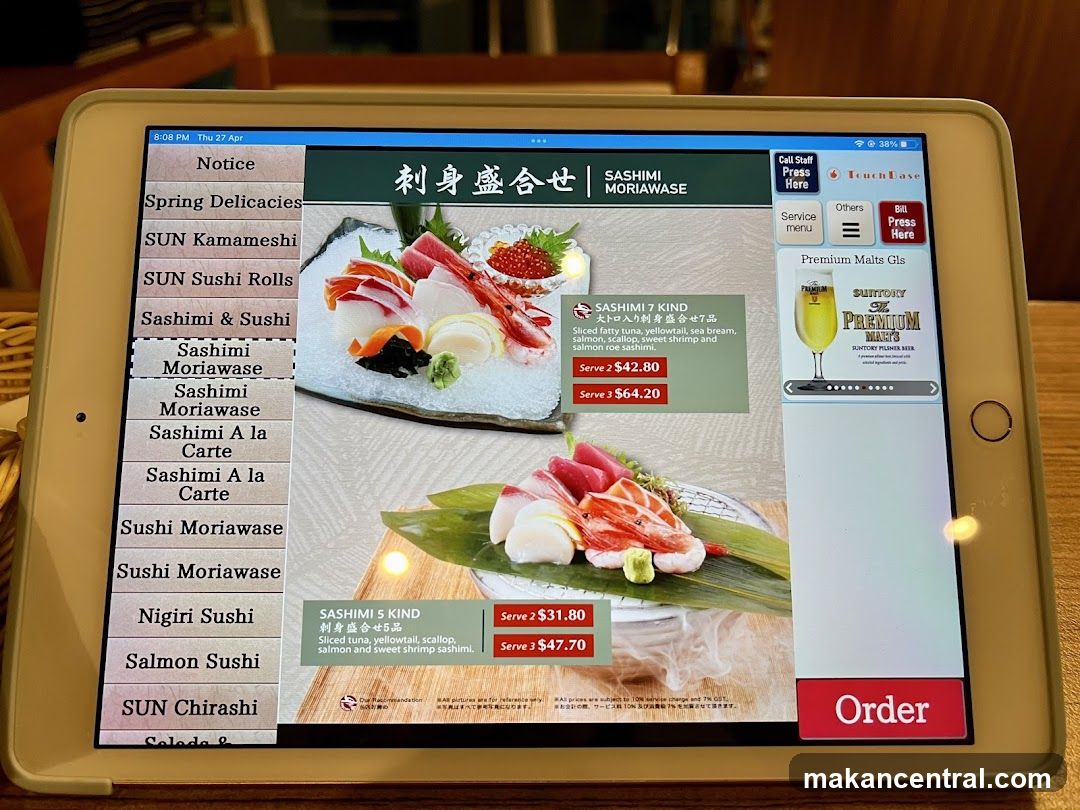 Sashimi Moriawase Menu Display