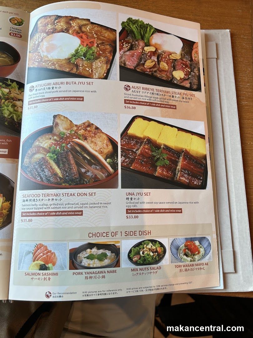 Japanese Meal Sets Menu Page