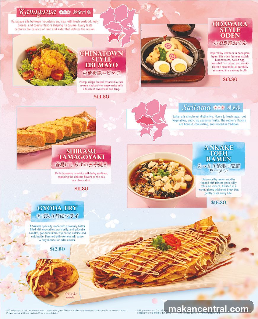 Regional Japanese Cuisine Menu