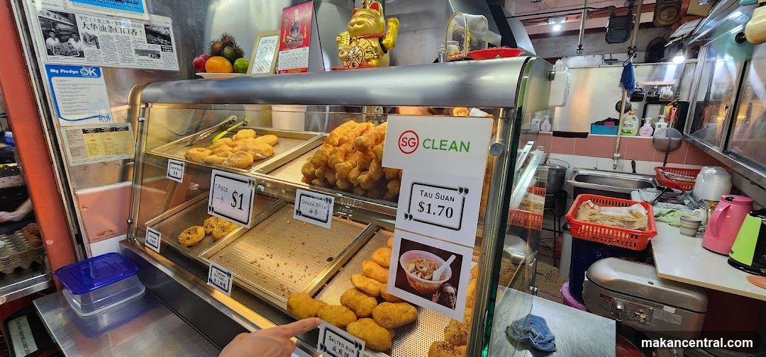 Food stall interior with display case