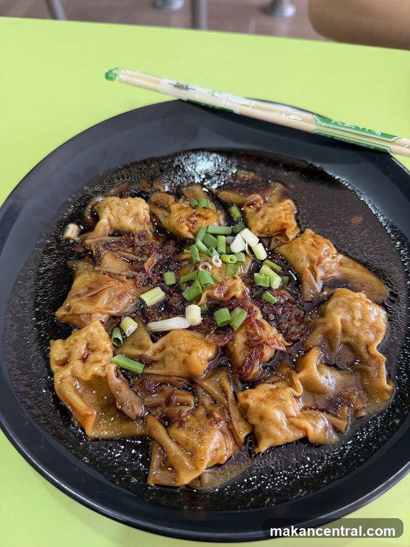 Wonton Dish on Black Plate
