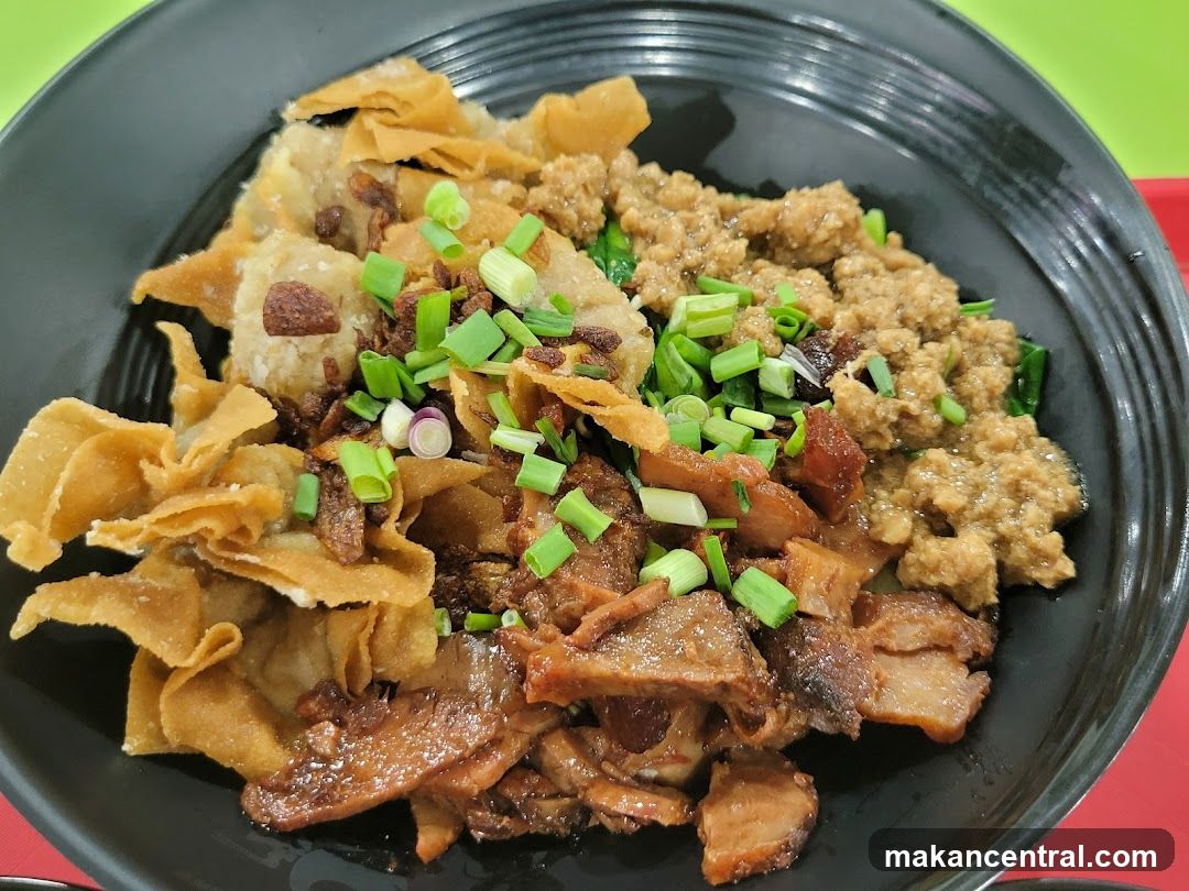 Food dish in black bowl