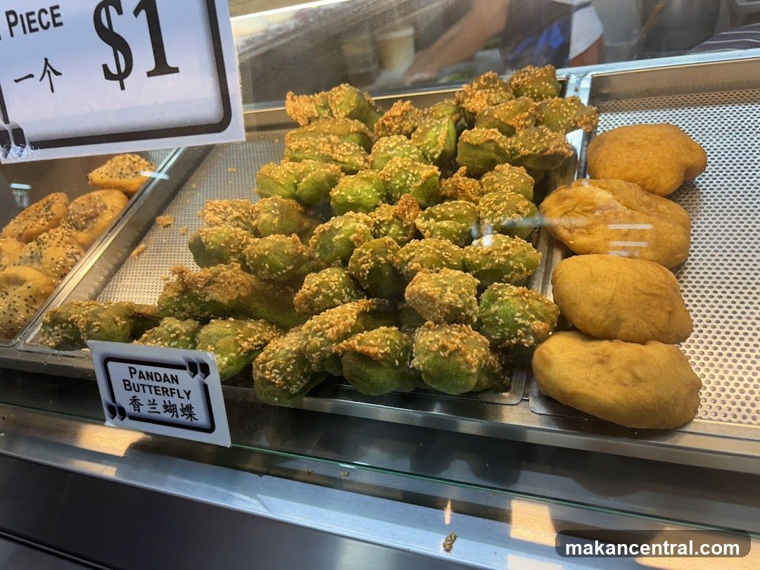 Display of Pandan Butterfly pastries in a bakery case