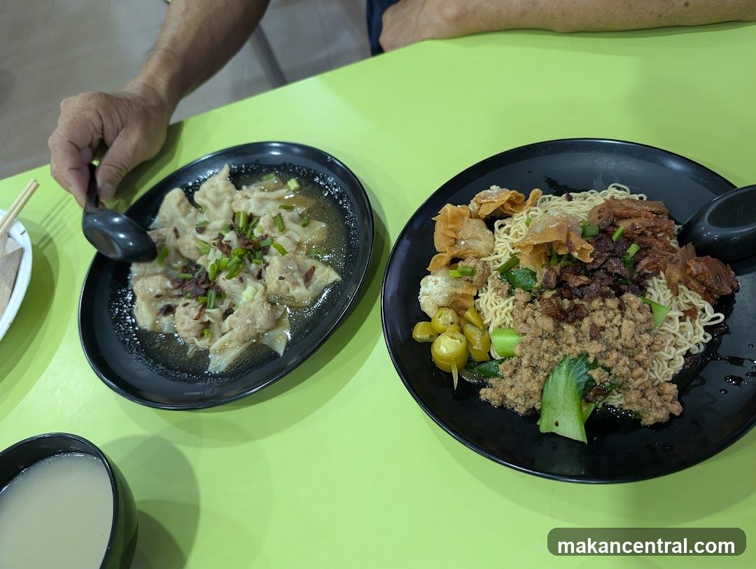 Food at a dining table