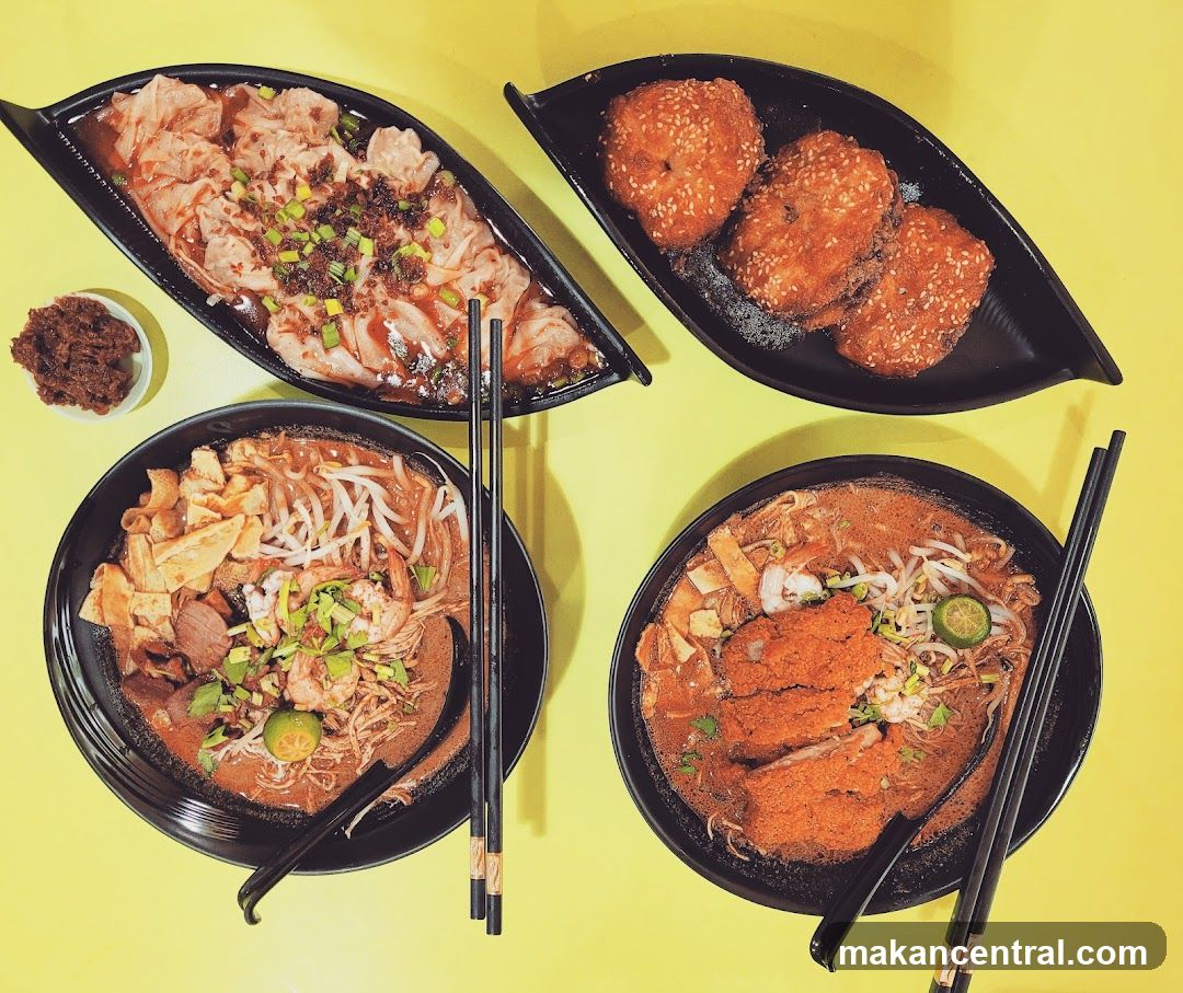 Food Display on Yellow Surface