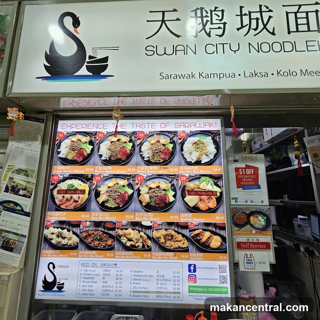 Swan City Noodles Menu Board