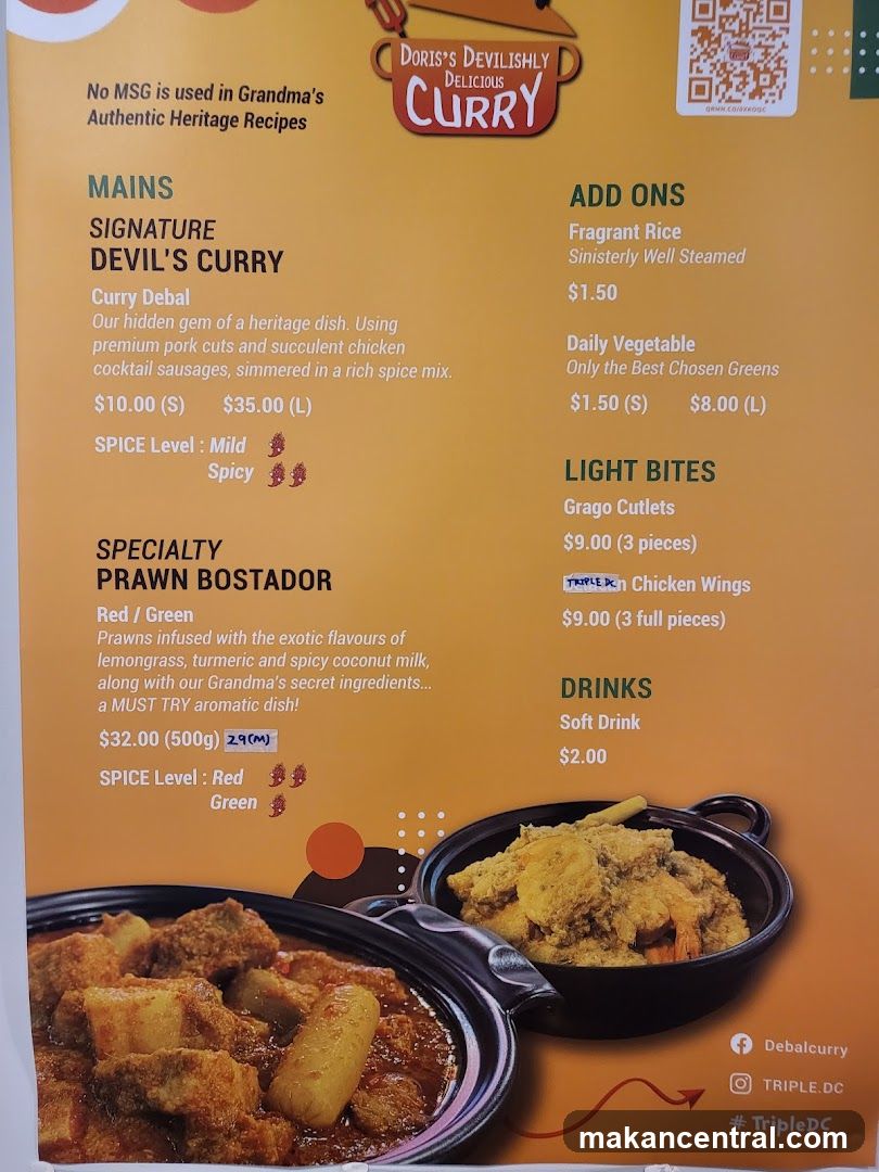 Doris's Devilishly Delicious Curry Menu