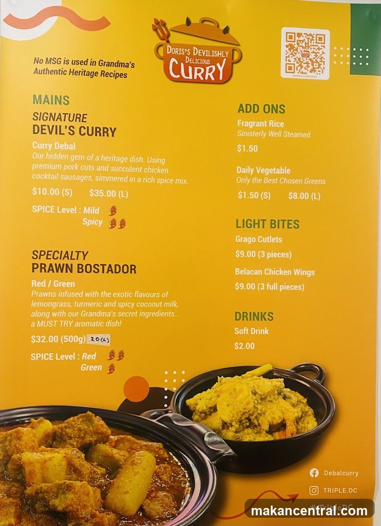 Doris's Deliciously Curry Menu