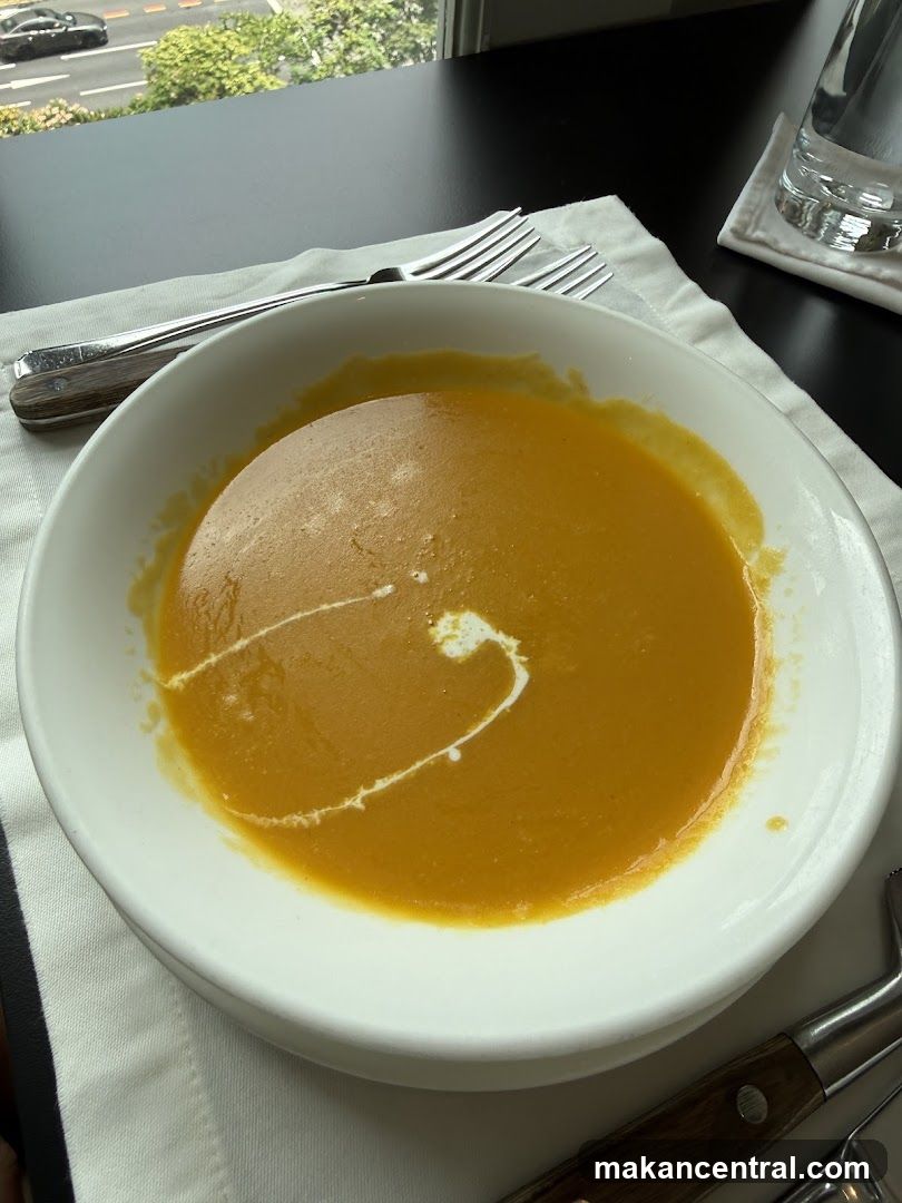 Soup served at dining table