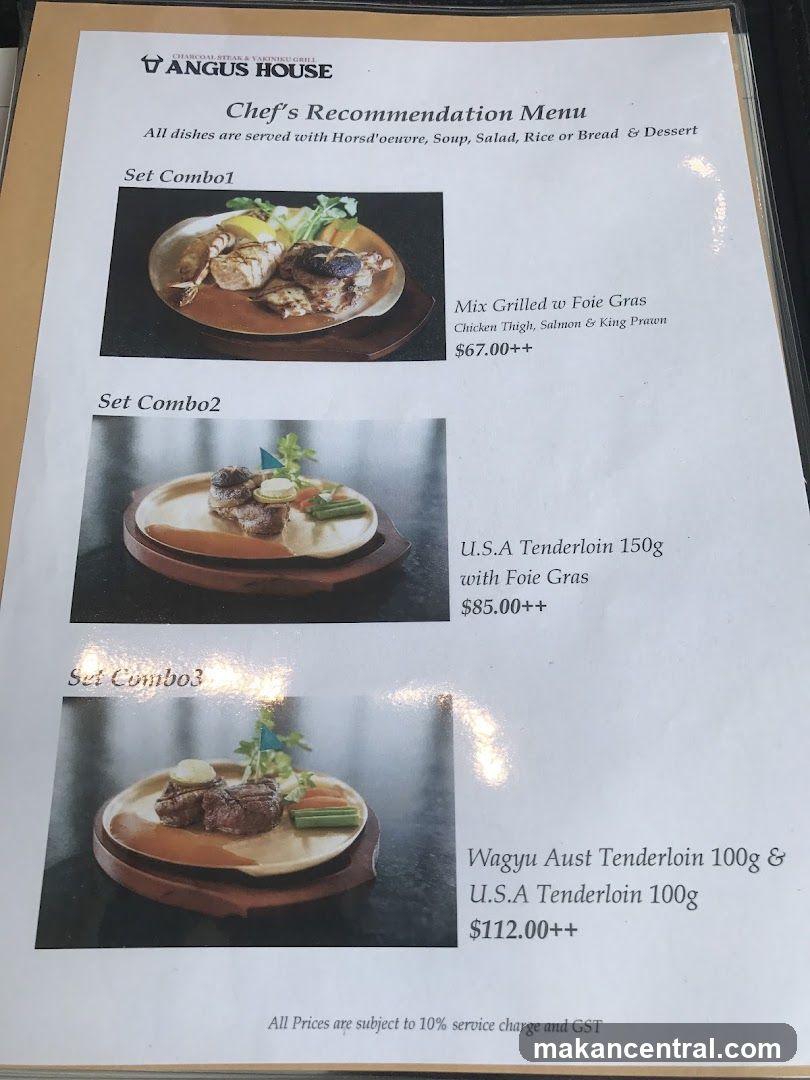 Angus House Chef's Recommendation Menu