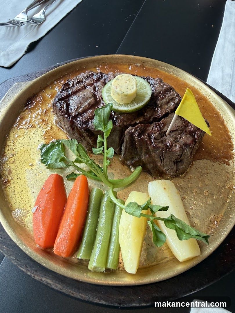 Steak Plate on Metal Tray
