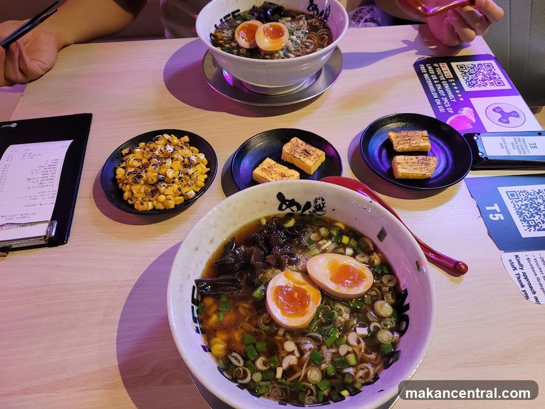 Table with ramen dishes