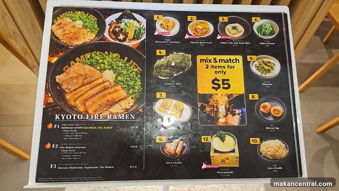 Kyoto-Fire Ramen Menu