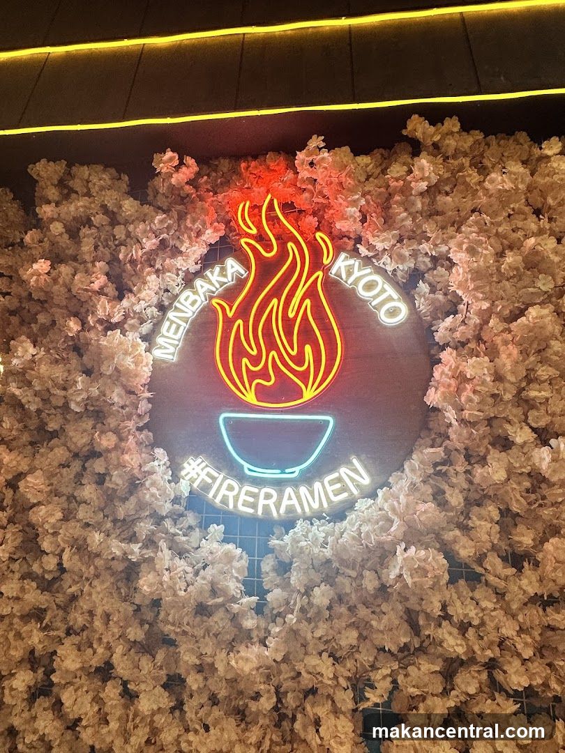 Neon Signage with Floral Background