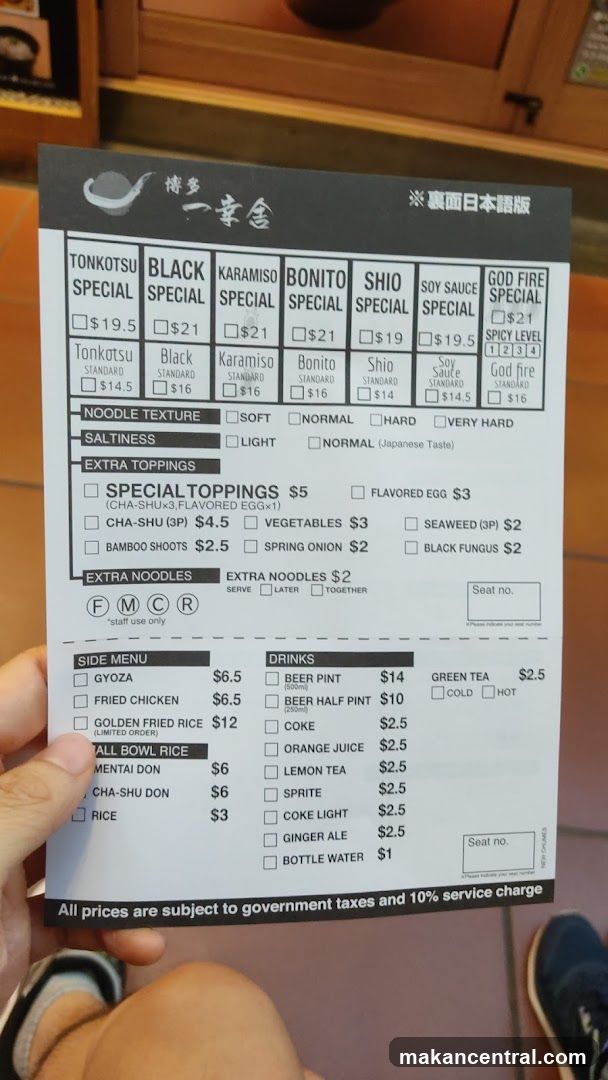 Bowl Menu from Japanese Restaurant