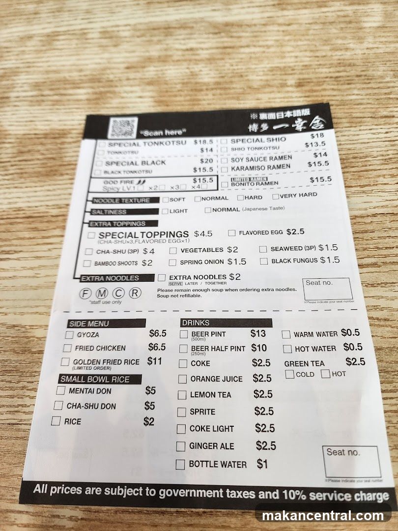 Ramen Menu