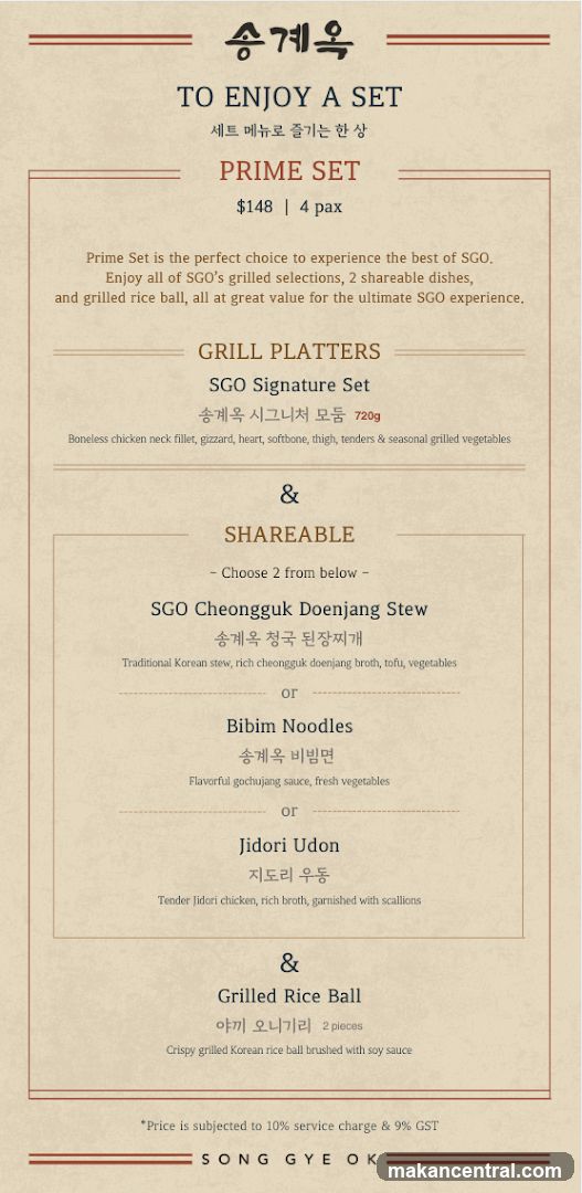 Song Gyeok Menu
