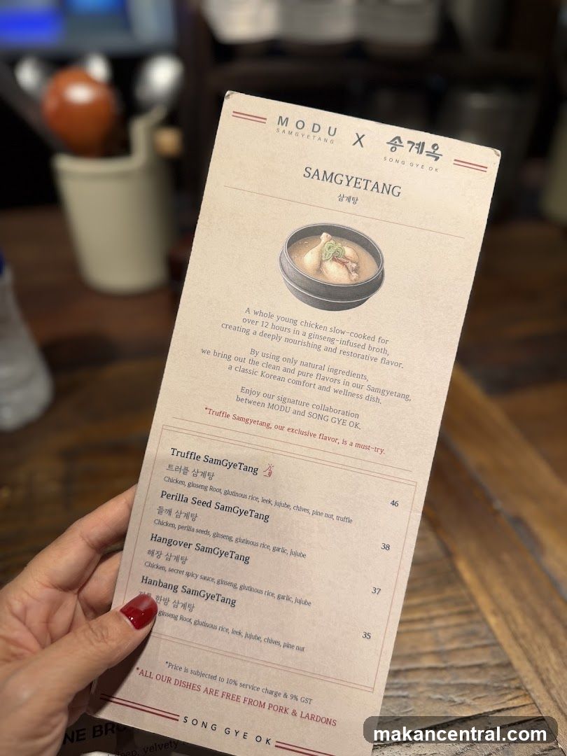 Samgyetang Menu from MODU x SONG GYE OK