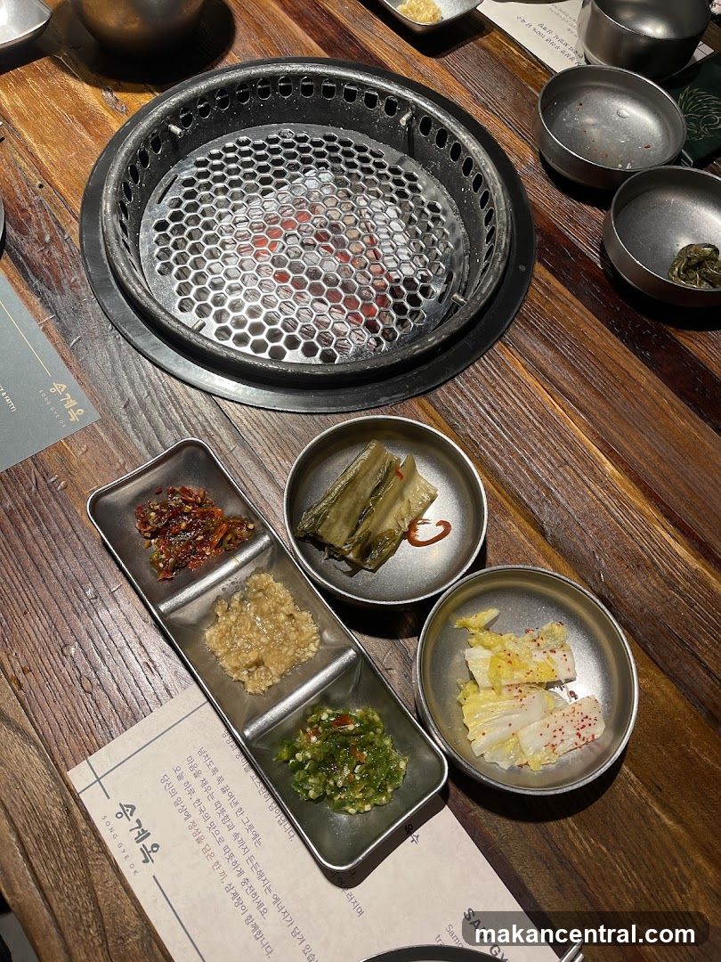 Table setting at Korean BBQ restaurant