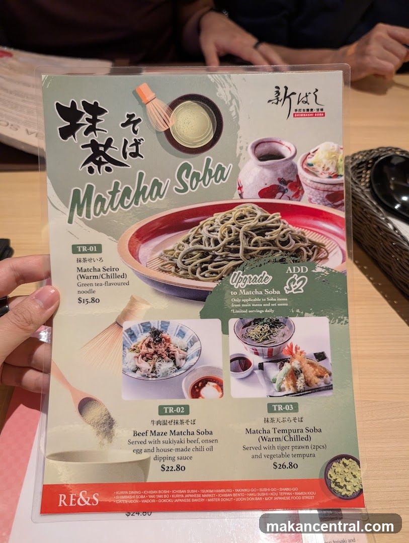 Matcha Soba Menu