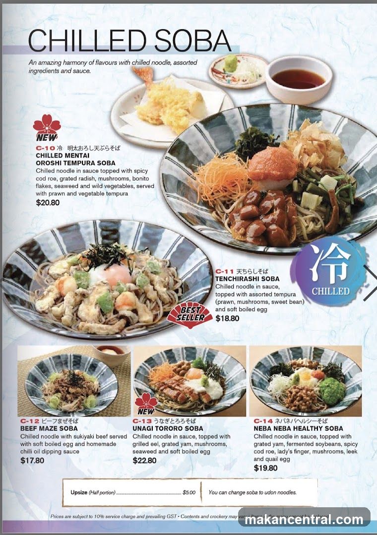 Chilled Soba Menu