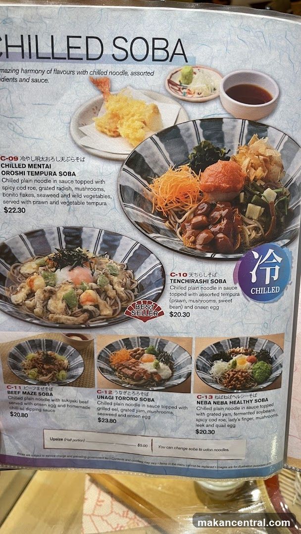 Chilled Soba Menu