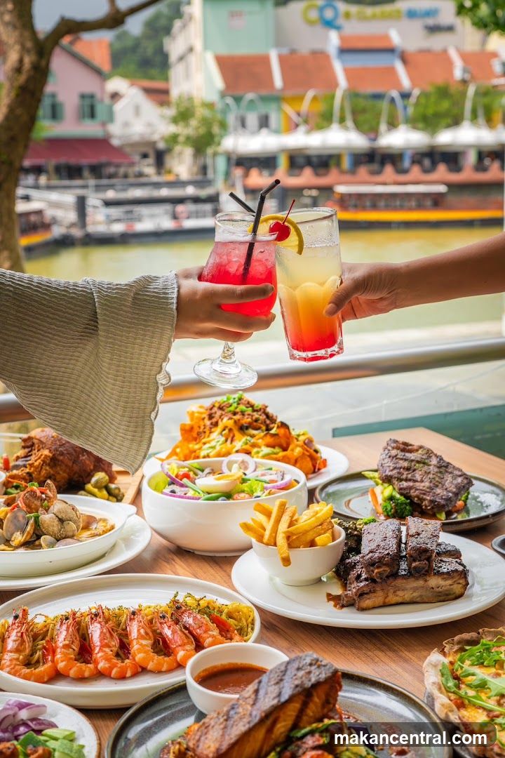 Dining Scene with Drinks and Food