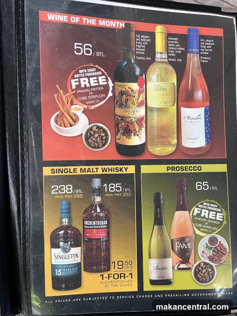 Wine of the Month and Spirits Menu