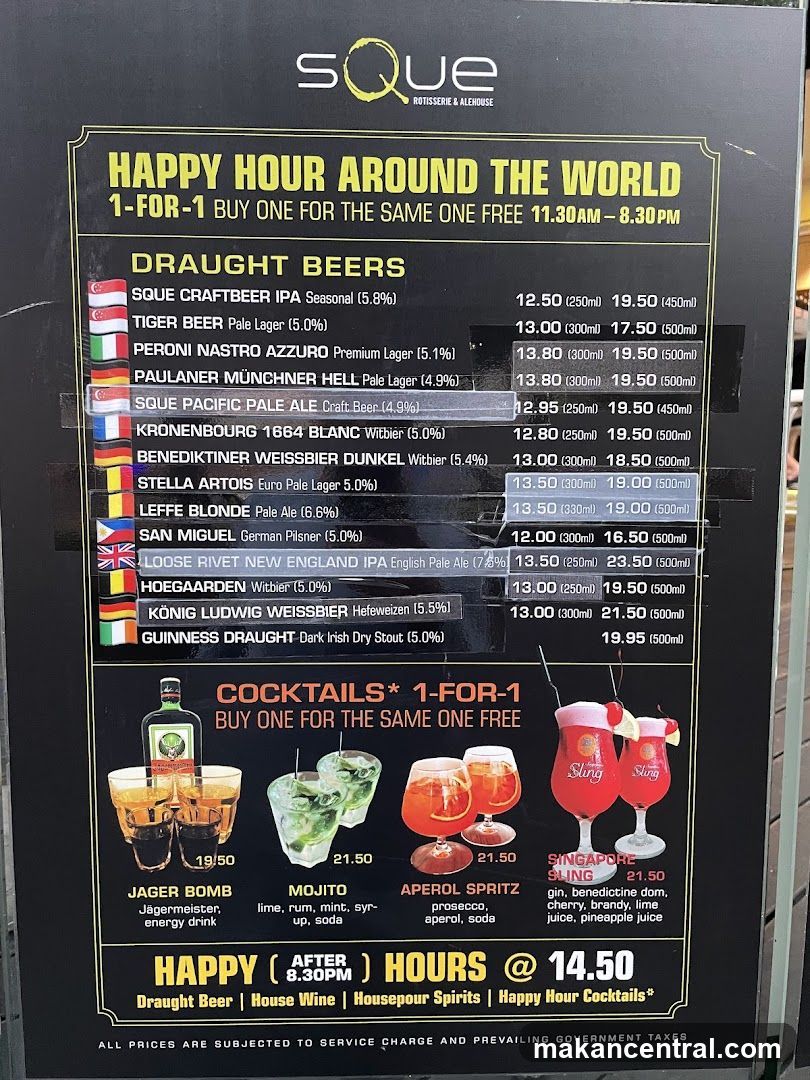 Happy Hour Around the World Menu at SQUE