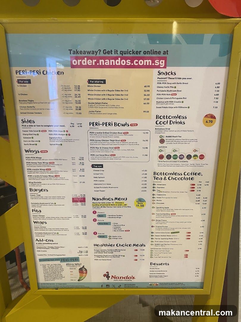 Nando's Menu Board