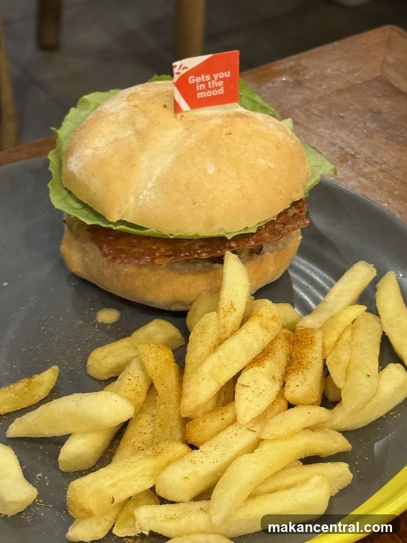 Burger and Fries on Plate