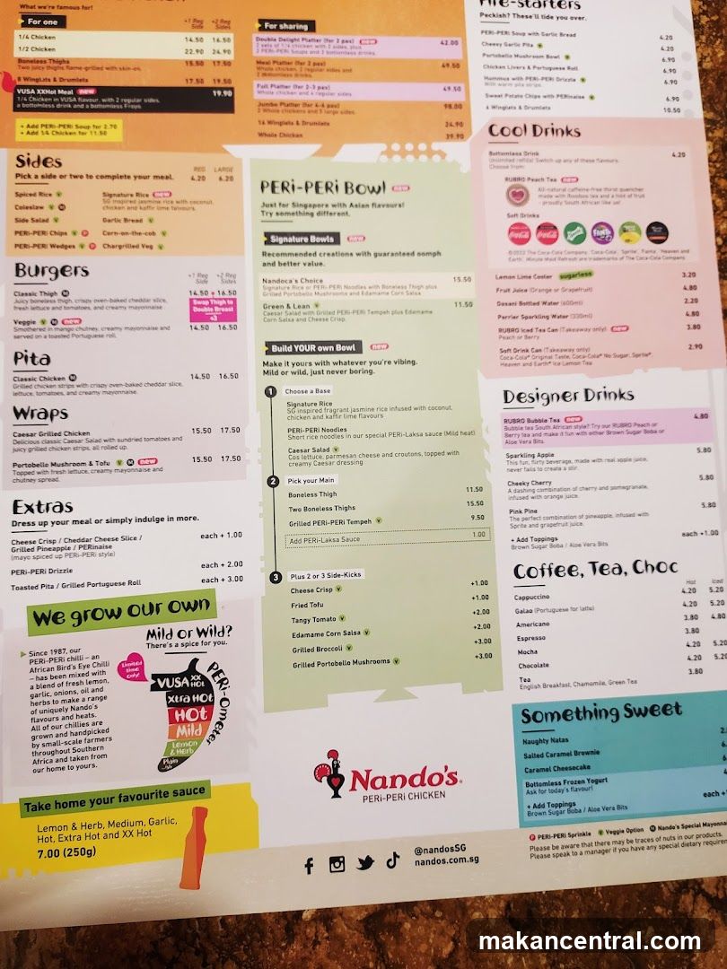 Nando's Peri-Peri Chicken Menu