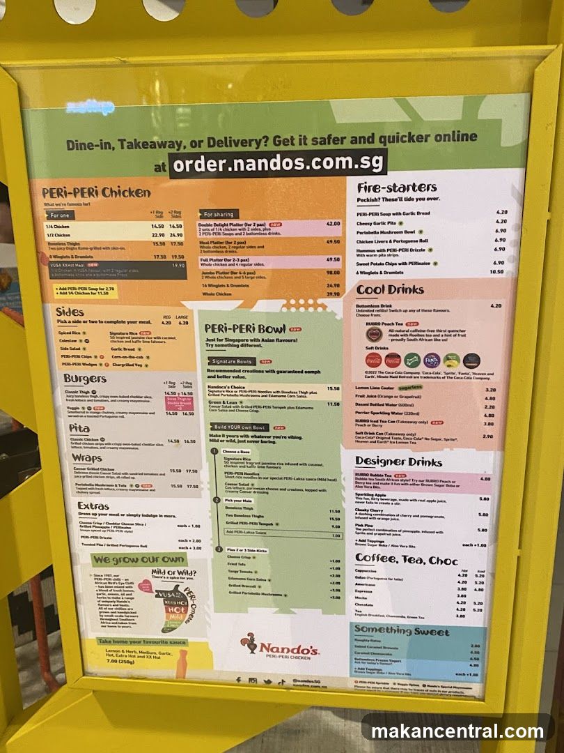 Nando's Menu Board