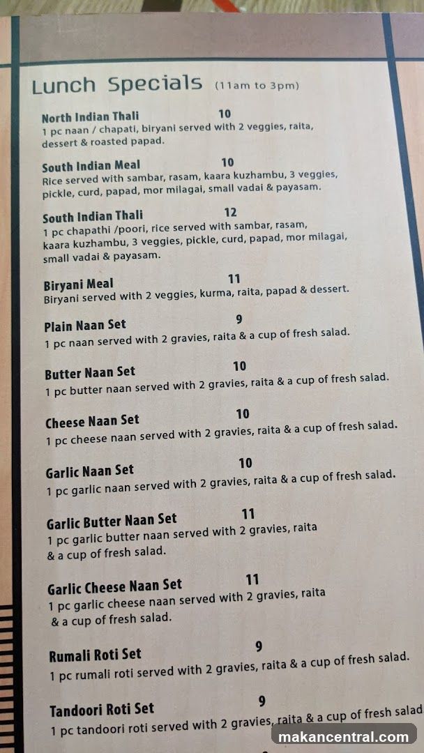 Lunch Specials Menu
