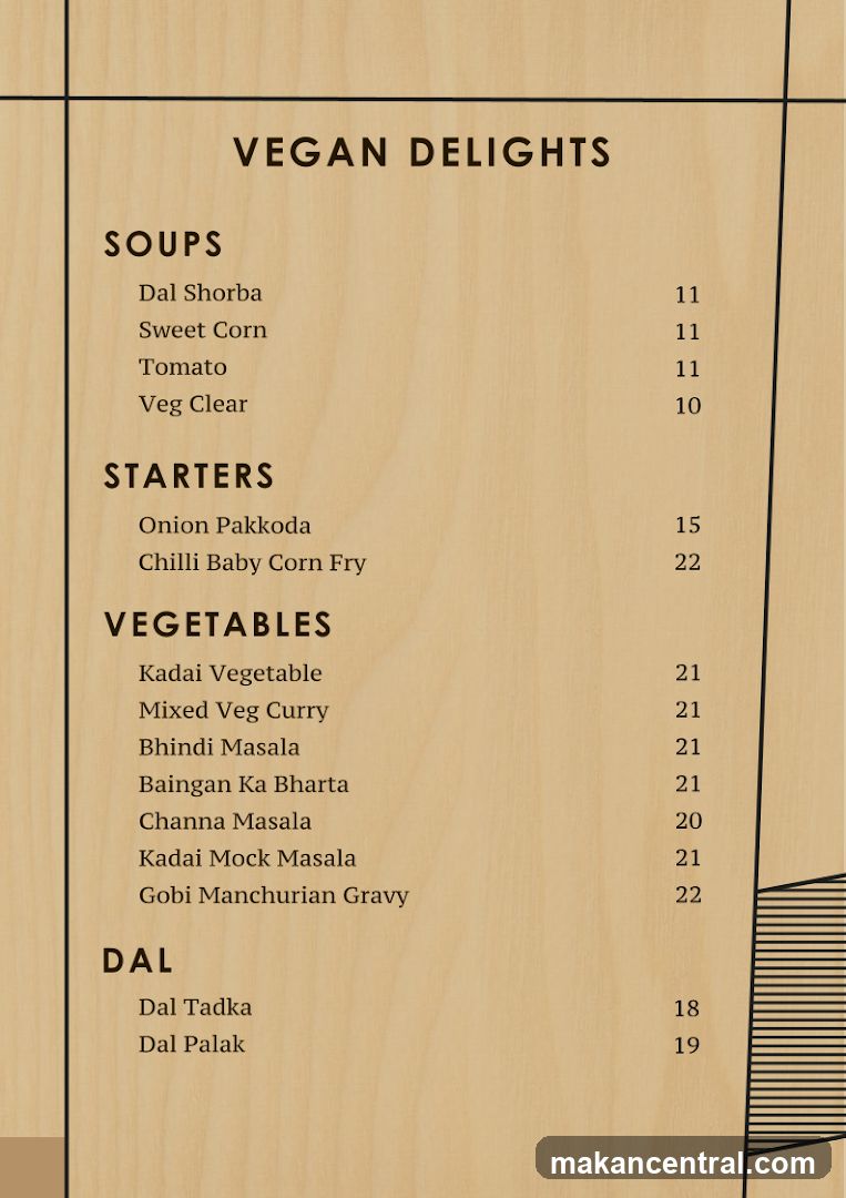 Vegan Delights Menu